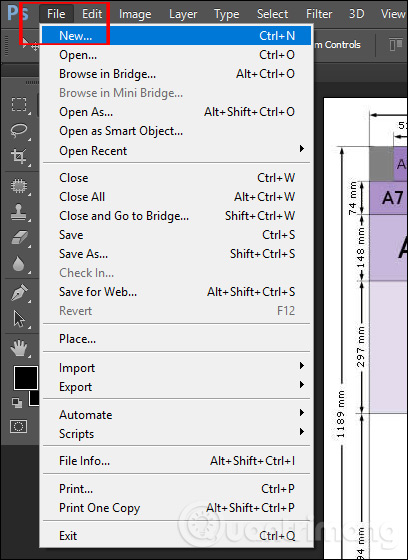 cách tạo khổ giấy A4 bằng photoshop CS6