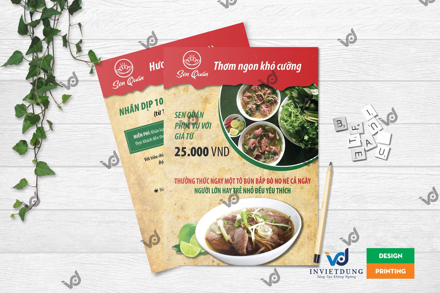 Mẫu tờ rơi khai trương quán ăn - quán phở