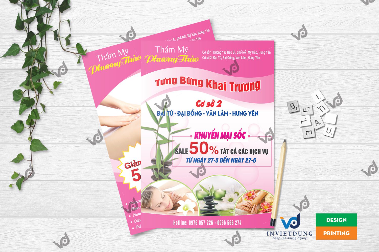 Tờ rơi quảng cáo khai trương spa, thẩm mỹ viện